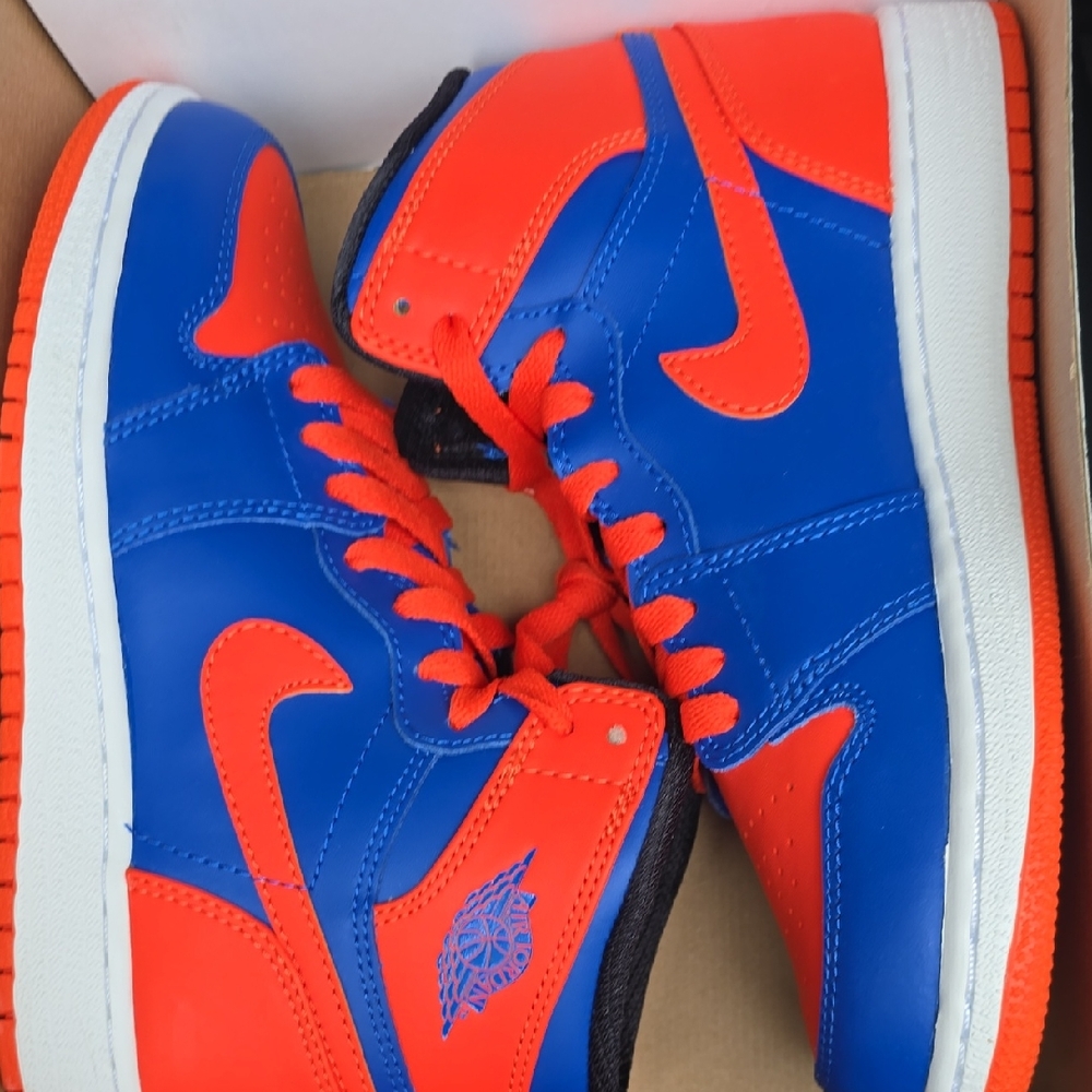 Nike Blue and Orange High-Top Sneakers with Striking Colorway